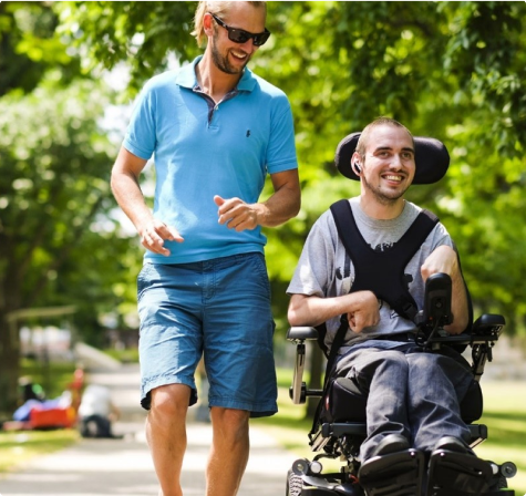 person in wheelchair enjoying the countryside